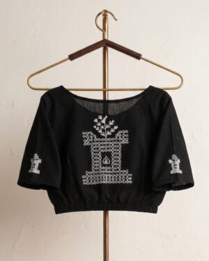 Black Blouse with white print