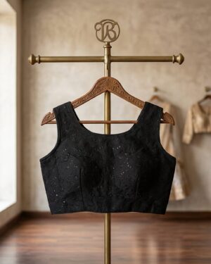 Elegant Black Embroidery Readymade Blouse