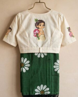 Mul cotton saree with Little Krishna blouse