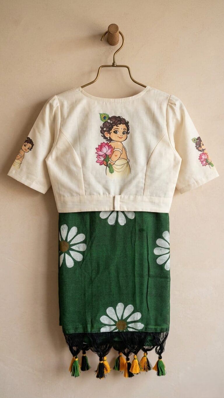 Mul cotton saree with Little Krishna blouse