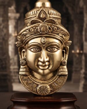 Brass Handmade Ammavari Face Idol (9 Inches, 1.6 kg)