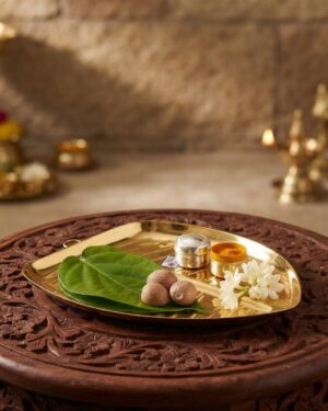 Authentic Handcrafted Brass Leaf-Shaped Plate