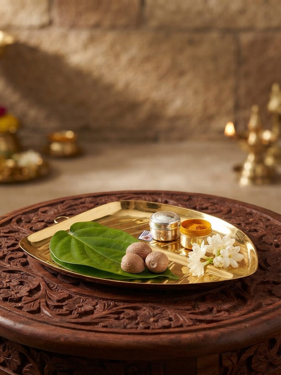 Authentic Handcrafted Brass Leaf-Shaped Plate