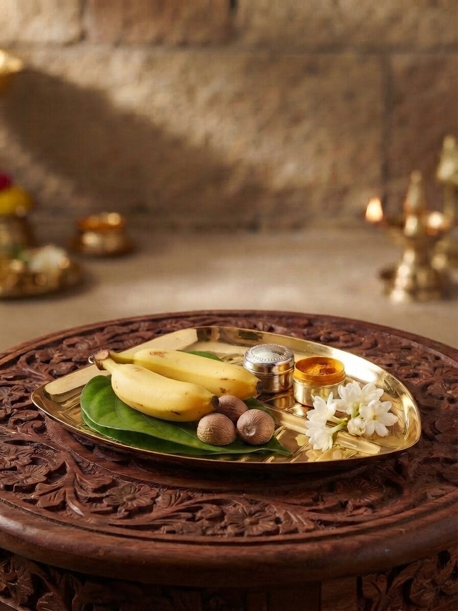 Authentic Handcrafted Brass Leaf-Shaped Plate