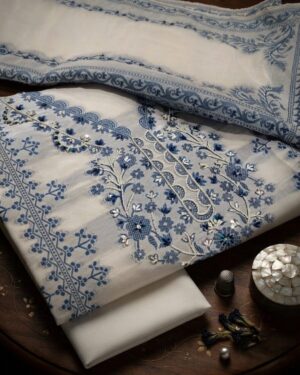 Embroidered Khadi Chanderi Cotton Suit