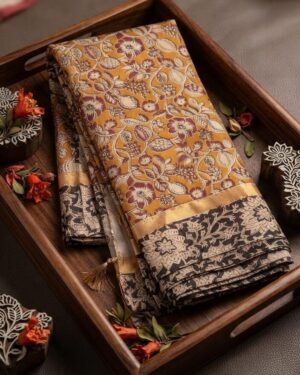 Yellow Kalamkari Saree