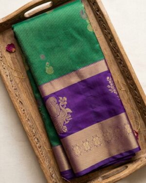 Luminous Dharmavaram Semi Pattu Blue Saree