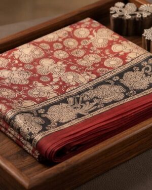 Red Kalamkari Cotton Saree