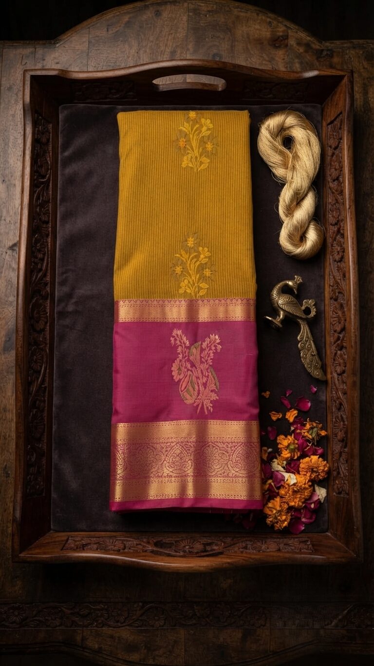 Regal Dharmavaram Saree with Magenta Border