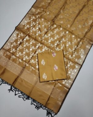 Elegantly Embellished Banarasi Unstitched Salwar Kameez with Dupatta