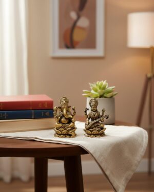 Divine Harmony Brass Idols of Lakshmi and Ganesh