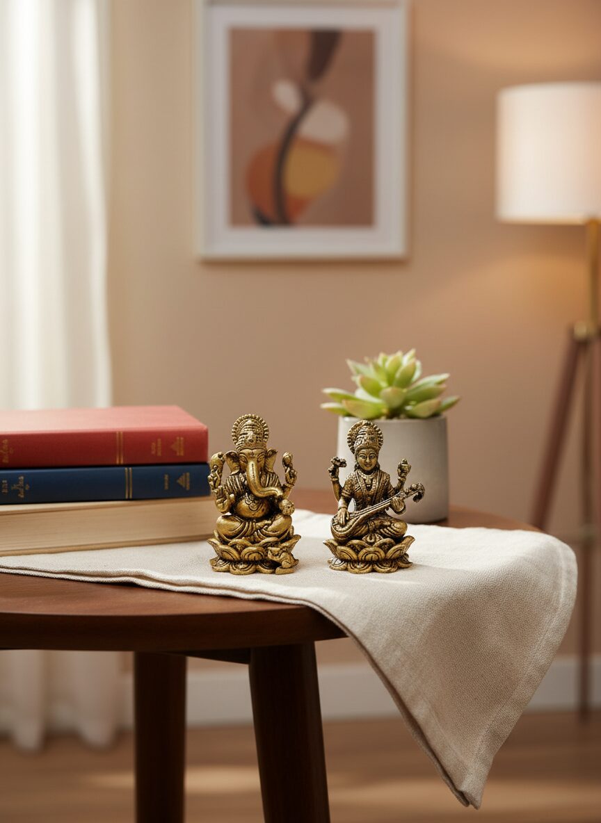 Divine Harmony Brass Idols of Lakshmi and Ganesh