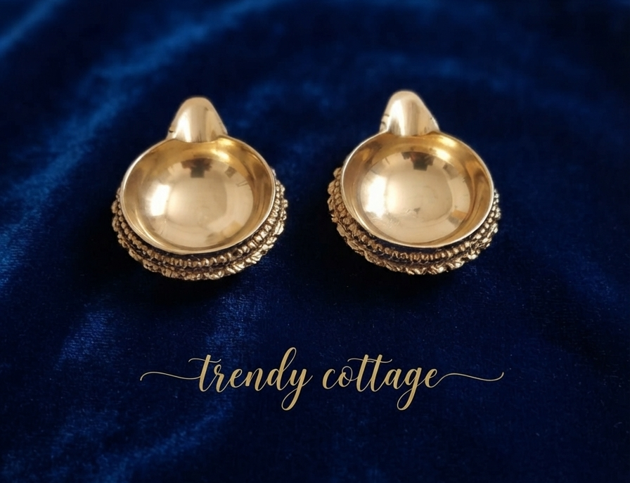 Elegant Brass Diya Set