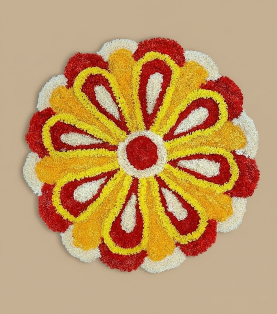 Vibrant Floral Rangoli Mat for Festive Cheer