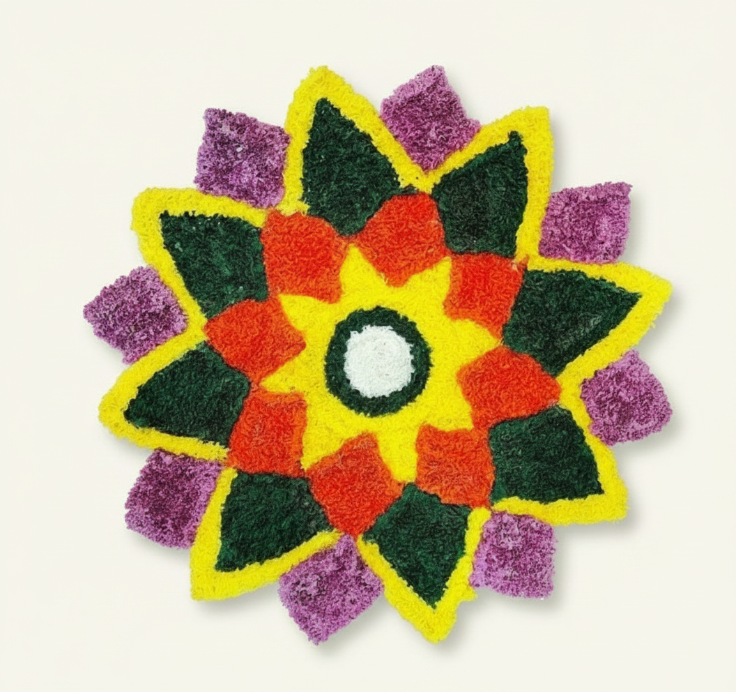 Vibrant Floral Rangoli Mat for Festive Decor