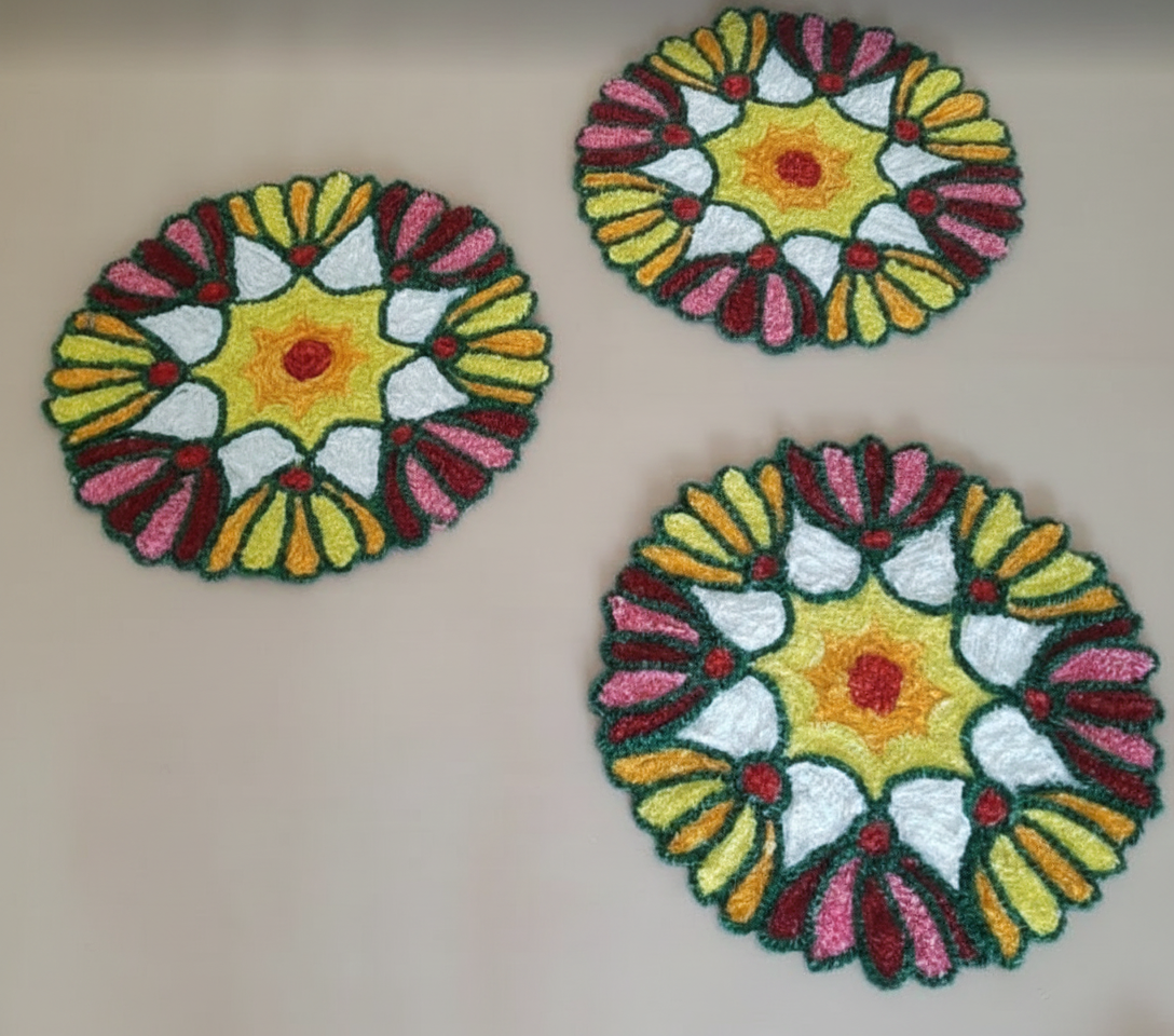 Vibrant Rangoli Mats Set for Festive Decor