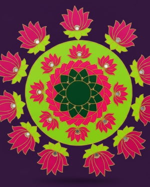 Vibrant Lotus Rangoli Set for Exquisite Pooja Decor