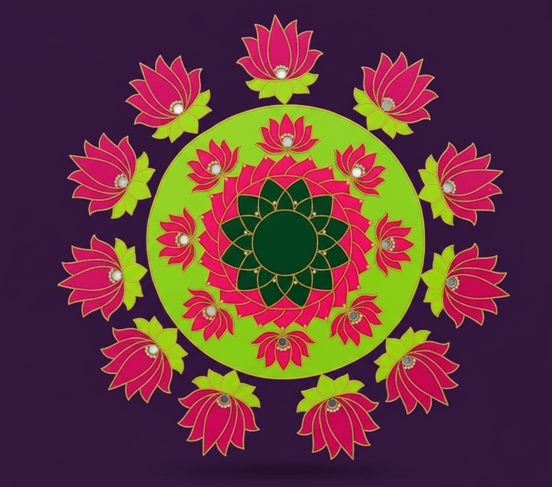Vibrant Lotus Rangoli Set for Exquisite Pooja Decor