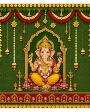 Divine Ganesh Pooja Backdrop Cloth
