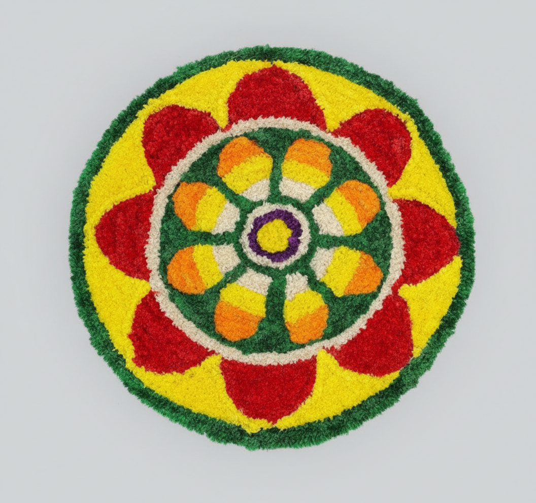Vibrant Floral Rangoli Mat for Festive Decoration
