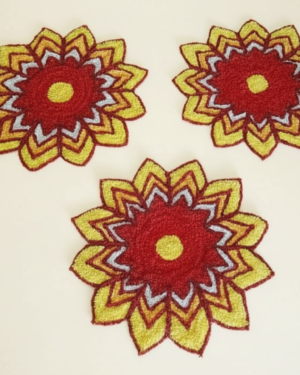 Radiant Rangoli Mats Set – Vibrant Floral Home Decor