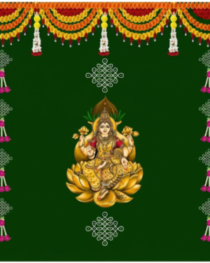 Elegant Festive Pooja Backdrop with Divine Motifs