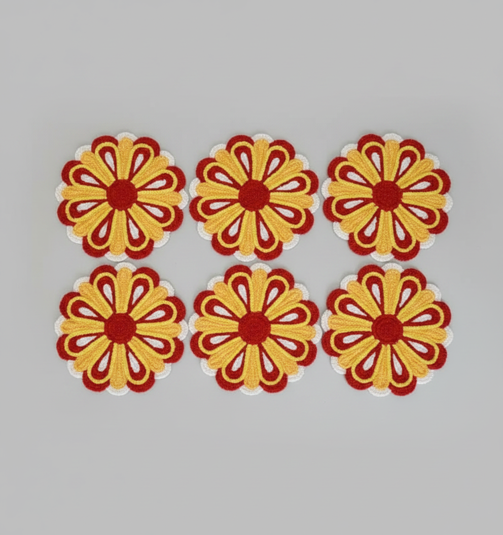 Vibrant Floral Rangoli Mats Set - Festive Home Decor