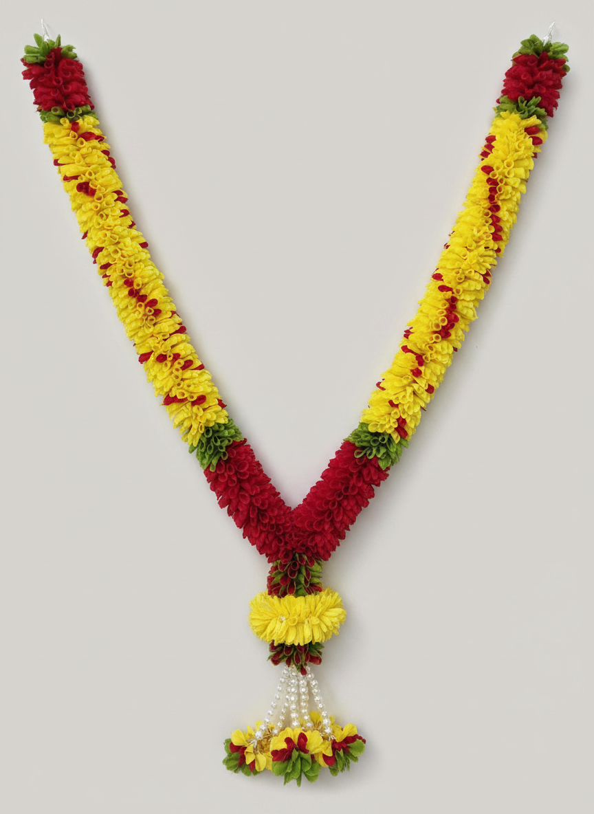 Vibrant Fabric Flower Mala for Exquisite Home Decor