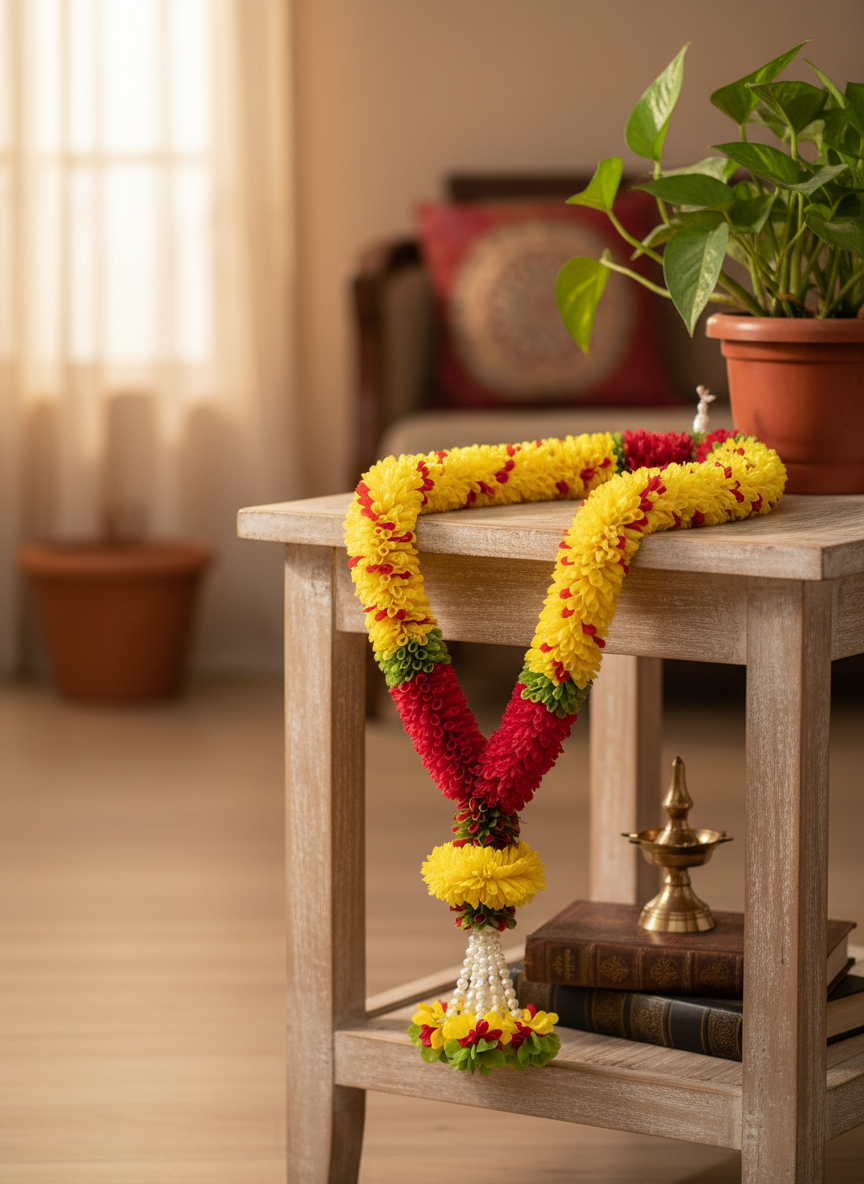 Vibrant Fabric Flower Mala for Exquisite Home Decor