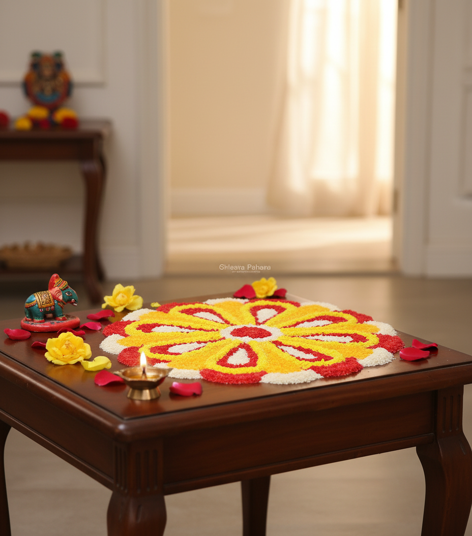 Vibrant Floral Rangoli Mat for Festive Cheer