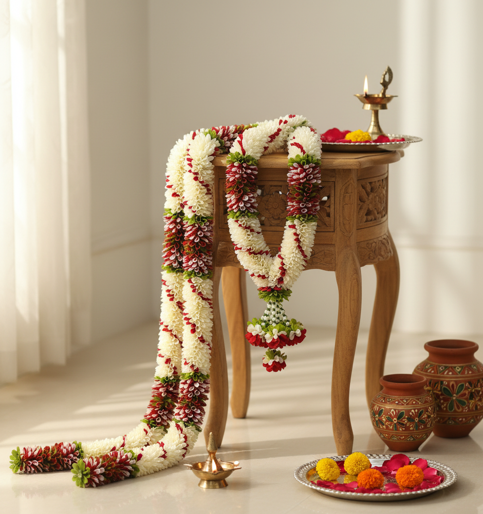 Elegant Fabric Floral Gajja Mala for Celebratory Occasions