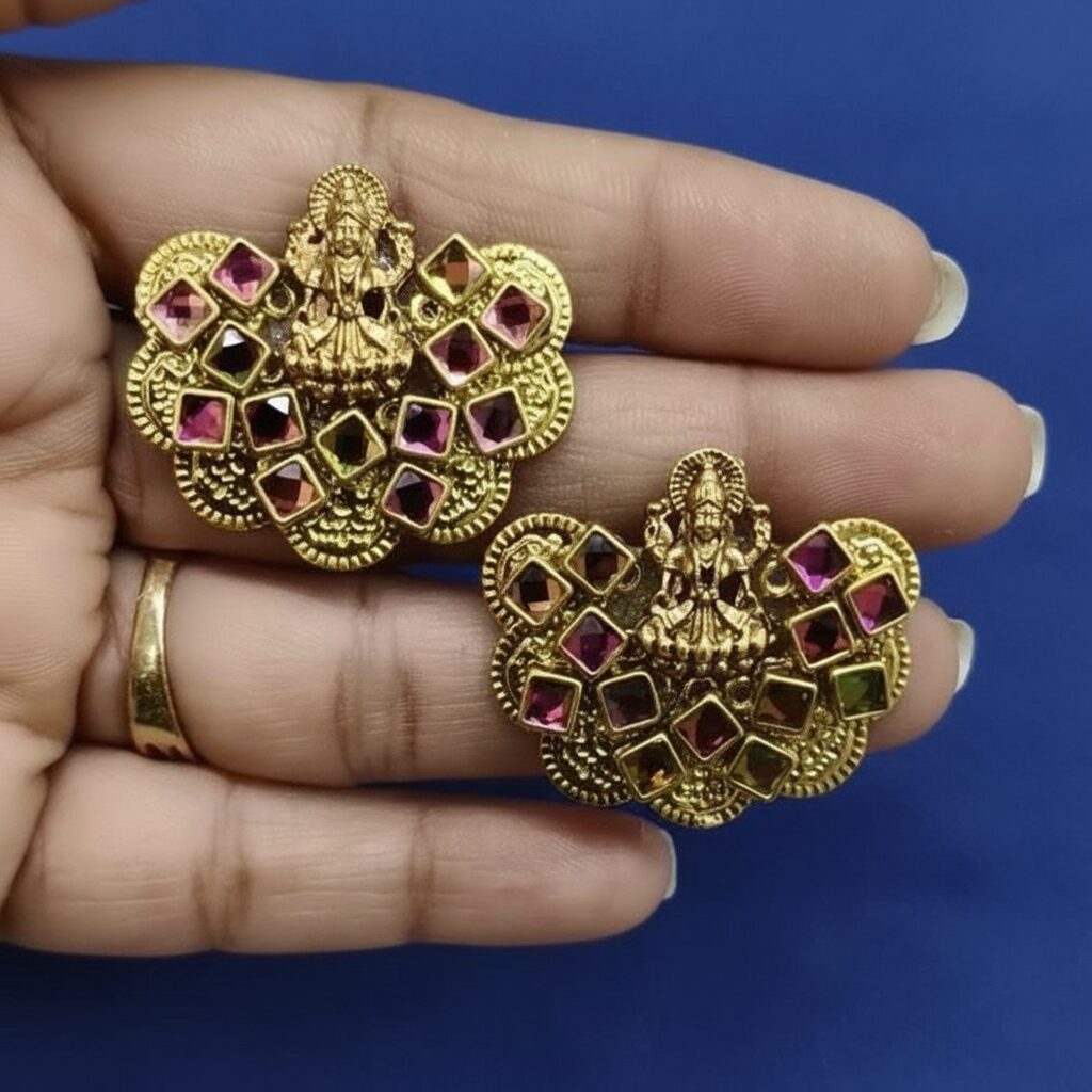 Lakshmi Devi Kundan Earrings