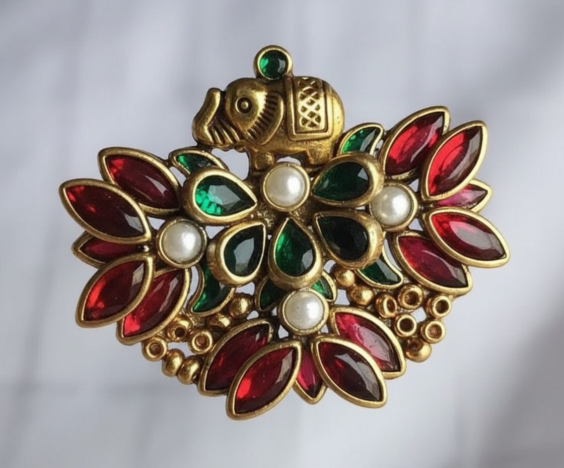 Stunning 3D Kundan Earrings with Vibrant Gem Accents