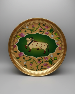 Brass Plate with Cow Motif
