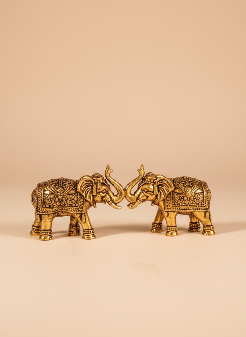Exquisite Brass Elephant Figurines – Intricate Artistry for Your Decor - Image 2