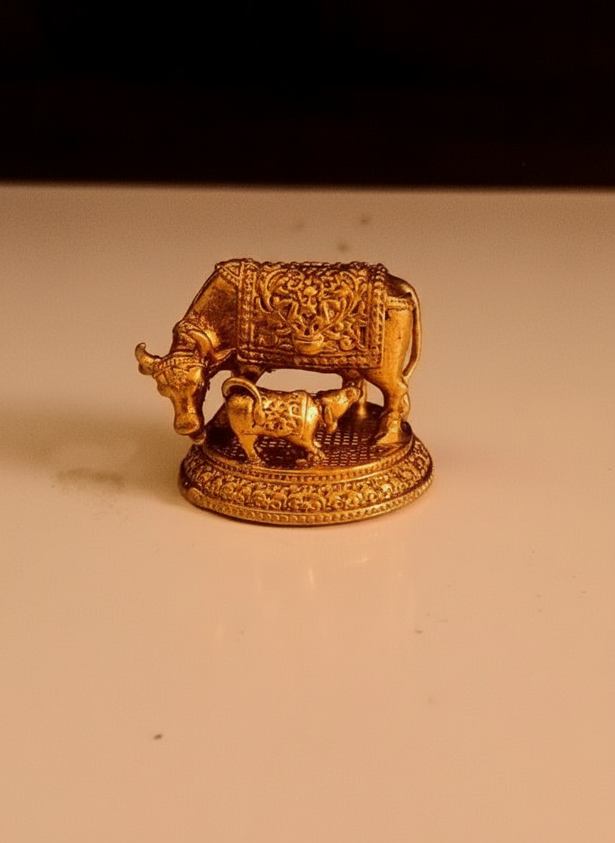 Brass Cow and Calf Figurine