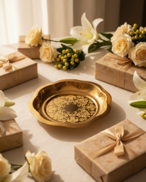 Brass Plate with Floral Design