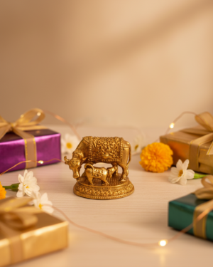 Brass Cow and Calf Figurine