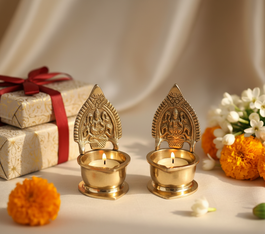 Exquisite Brass Diya Set for Traditional Elegance - Image 2