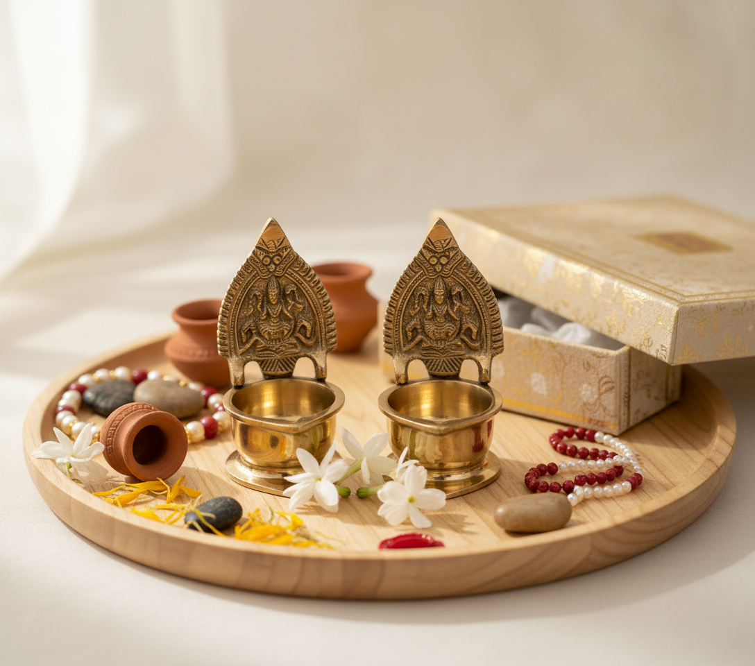Brass Diya Set
